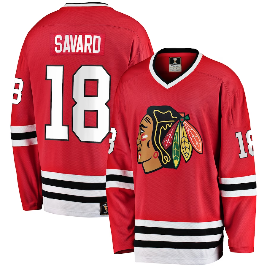 Men's Chicago Blackhawks Denis Savard #18 Red Premier Breakaway Retired Jersey